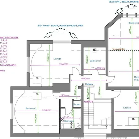 Blue Ocean Seaview Penthouse Perfectly Saltburn-by-the-Sea